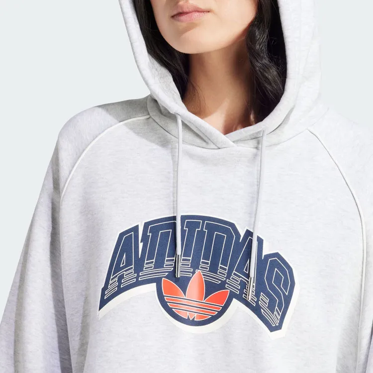Adidas Originals Cropped Hoodie Sweatshirt Women's Light Heather Gray-5