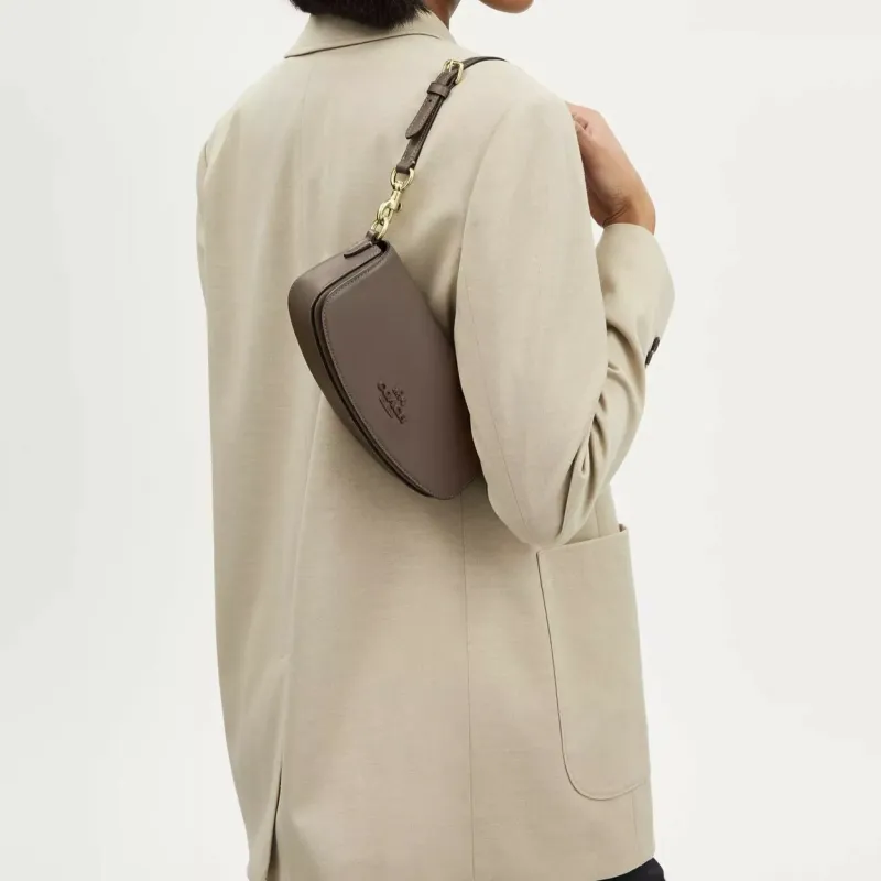COACH Leather Shoulder Bag, Crossbody Bag, Handbag Trumpets Women's Tan-4