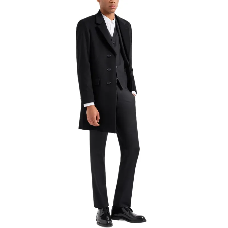 EMPORIO ARMANI Coat With Lapels In Beaver Cashmere-3