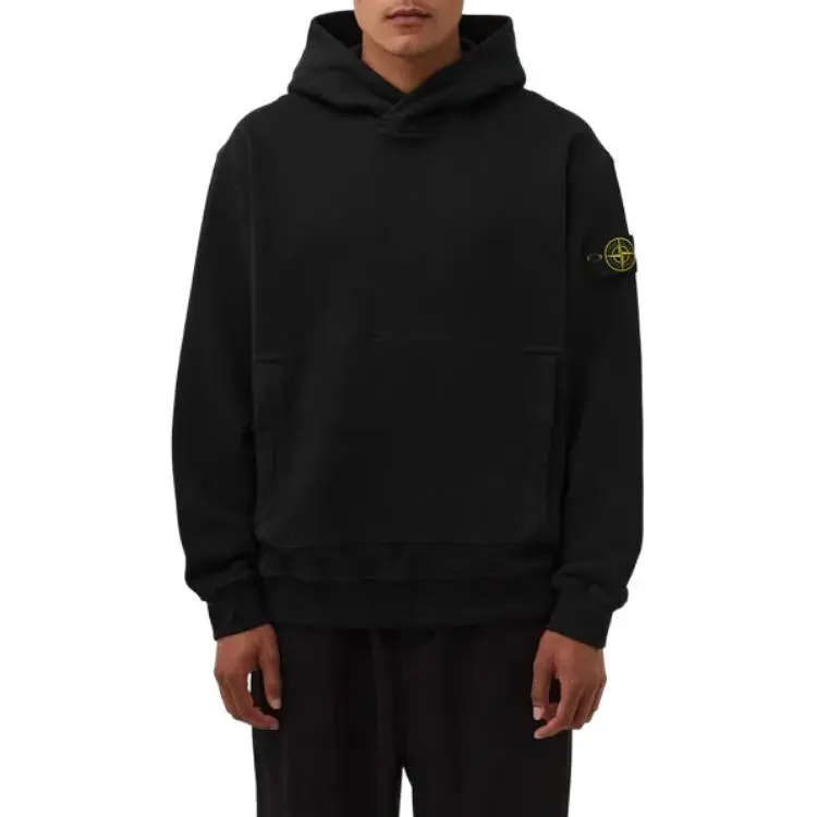 STONE ISLAND FW22 Men's Classic Logo Patch Hoodie Black-4