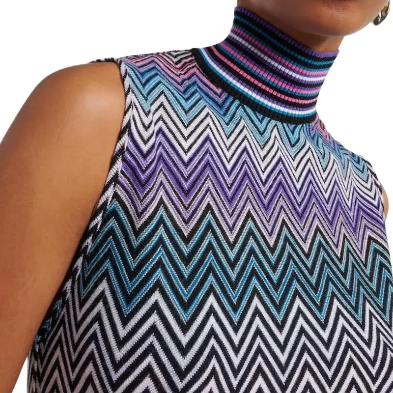 MISSONI Zigzag Woven Turtleneck Tank Top-5