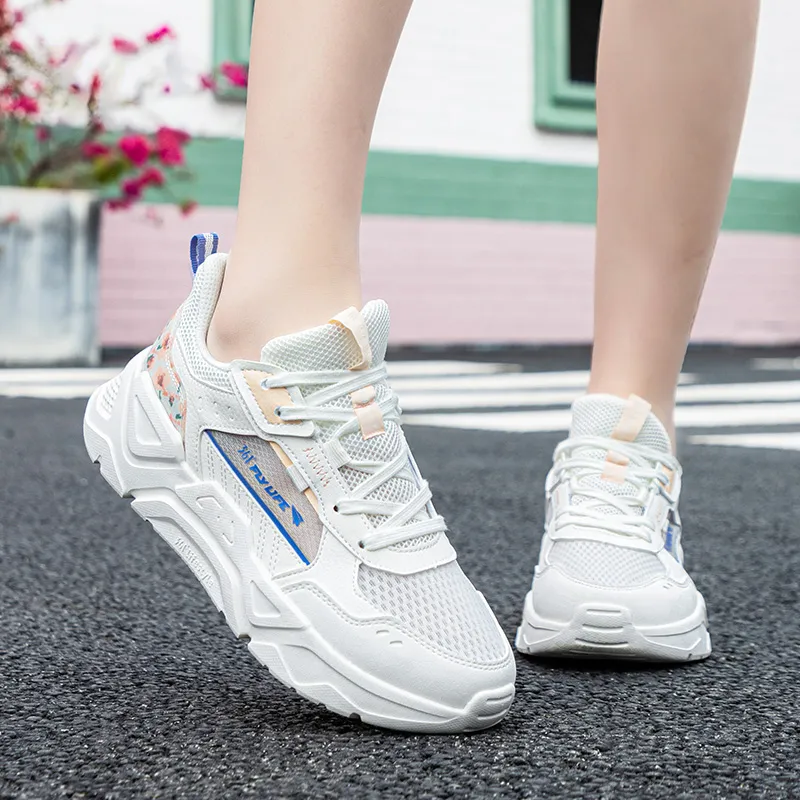 361° Cushioned Wear Resistant Breathable Low Top Running Shoes Women's White-4
