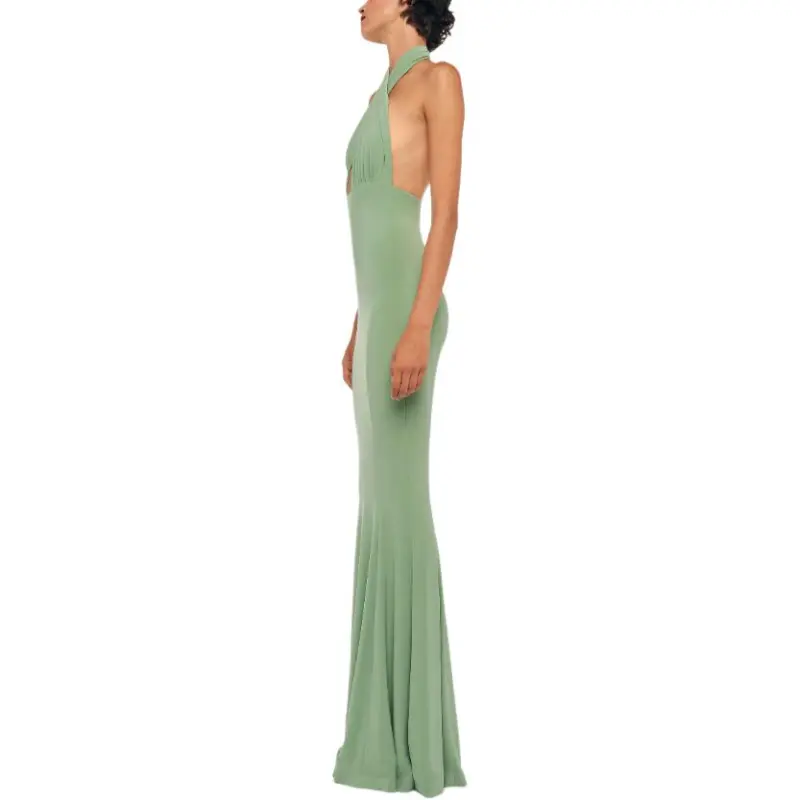 NORMA KAMALI Cross halter Fishtail Gown-5