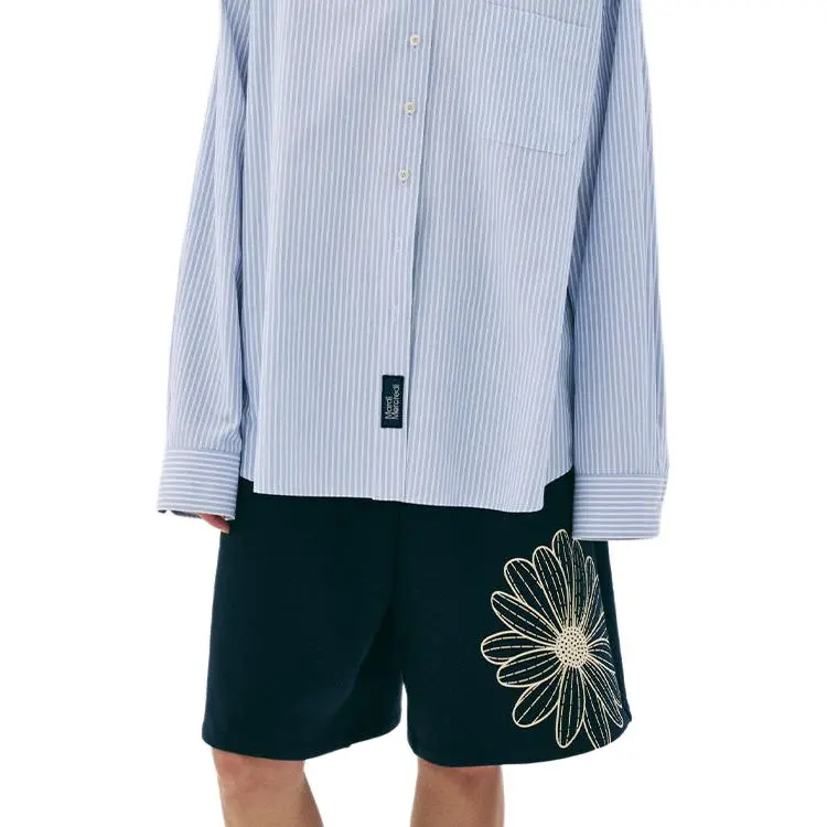 MARDI MERCREDI SS25 OVERSIZED SWEAT BERMUDA FLOWER_NAVY CREAM Casual Shorts Korean Style Women's Marine Cream-3