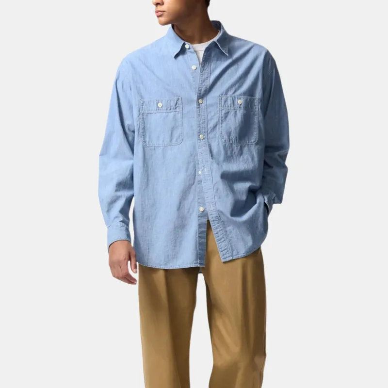 UNIQLO Shirts Men Aqua Blue-2