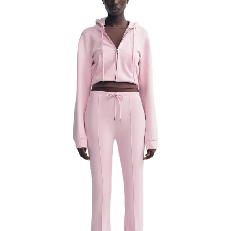 ZARA Sweatshirt Women's Light Pink Red-2
