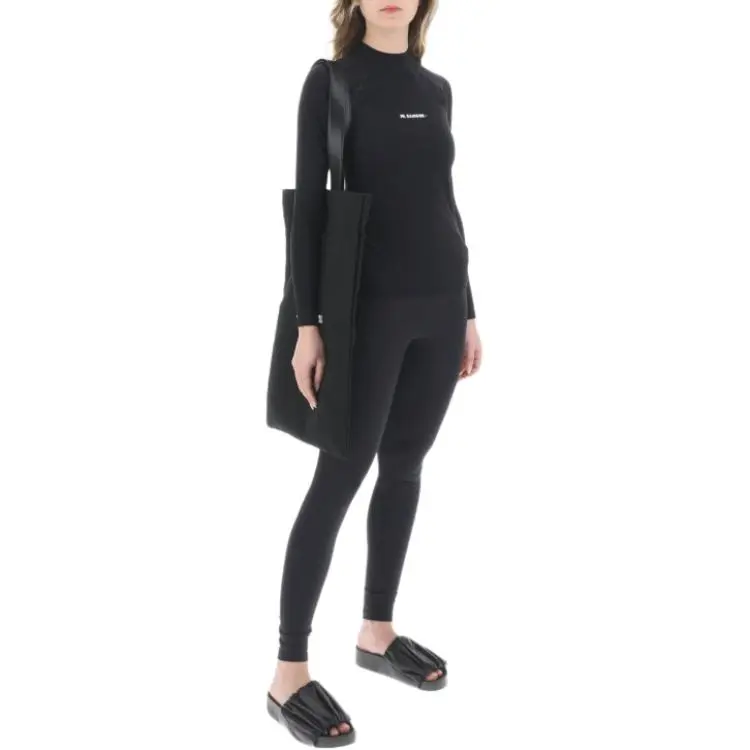 JIL SANDER + Logo Printed Long Sleeved Top-1