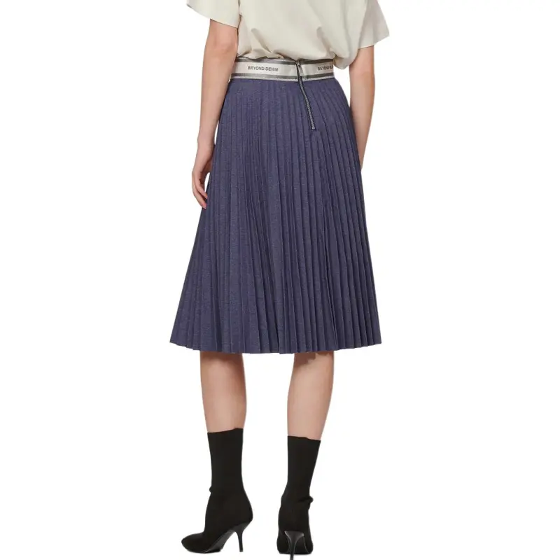 EVISU Casual Long Skirt Women's Heather Gray Blue-4