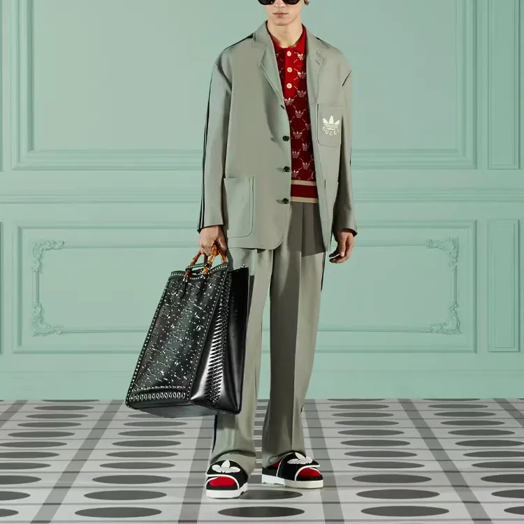 GUCCI x Adidas Originals FW22 Business Suits Coats Men's Gray-2