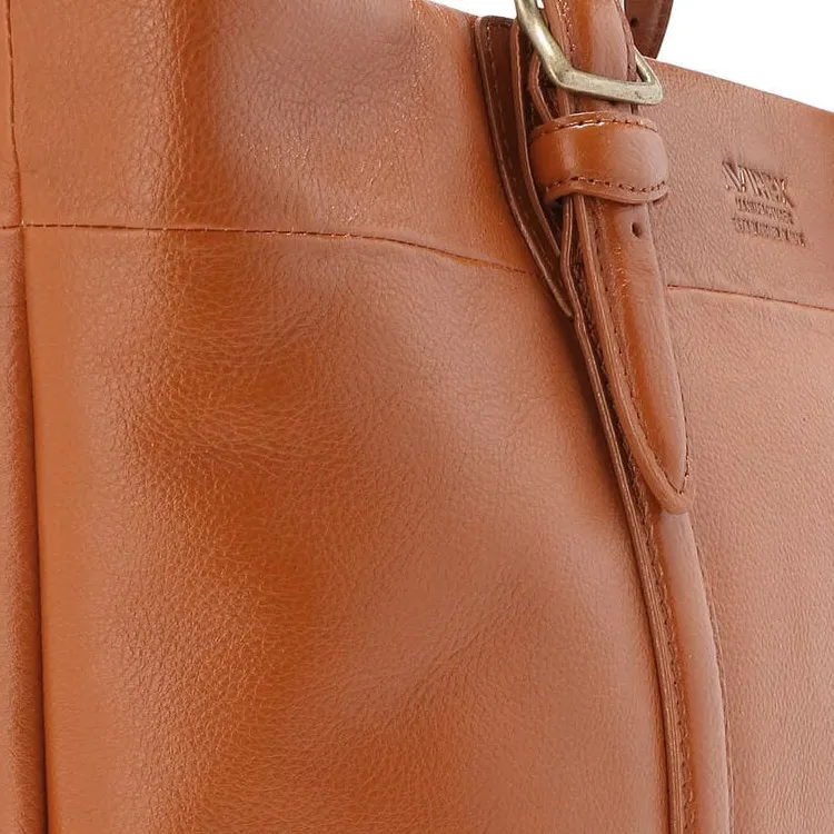 AVIREX Genuine Leather Tote Bag, Shopping Bag, Handbag Men's Camel Brown-6