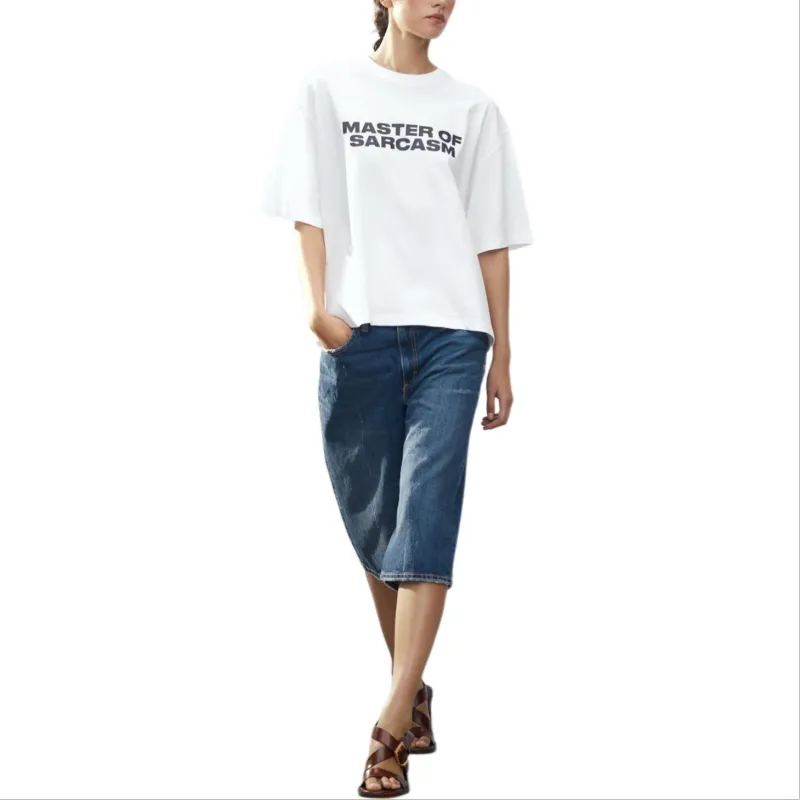 ZARA Drop Shoulder Sleeve T Shirt Women's White-5