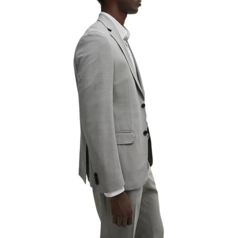 HUGO BOSS Slim-Fit Suit In Micro-Patterned Performance-Stretch Cloth Business Suits Men's Gray-2