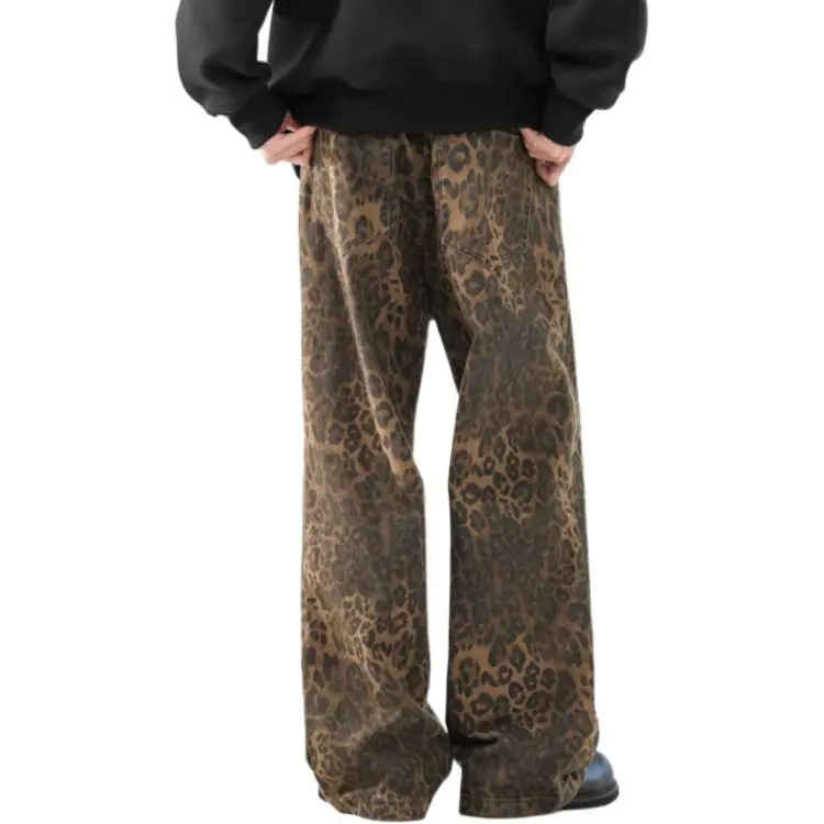 QOTRIOCK Jeans Men's Leopard Print-4