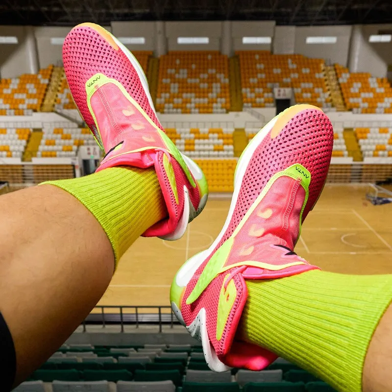 Anta KT5 Thompson Anti Slip Wear Resistant High Top Basketball Shoes Men's Pink-3