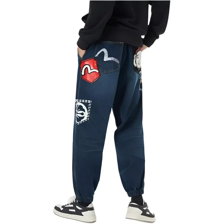 EVISU Casual Pants Men's Denim Blue-3