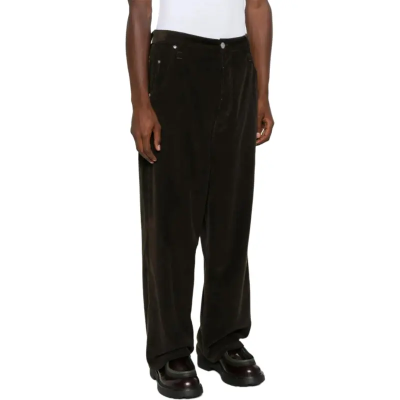 AMIPARIS Paris Corduroy Logo Patch Straight Leg Trousers-1