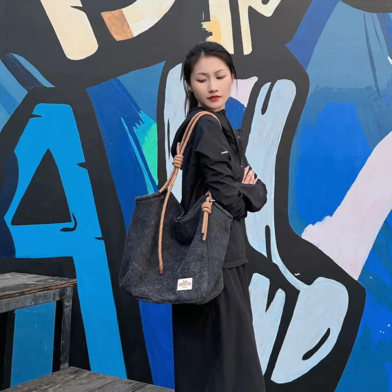 Lee Denim Shoulder Bag Regular Women's Black-3
