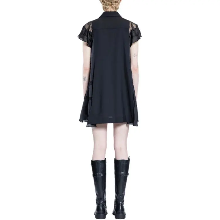 Sacai Short Sleeved Flared Mini Dress-2