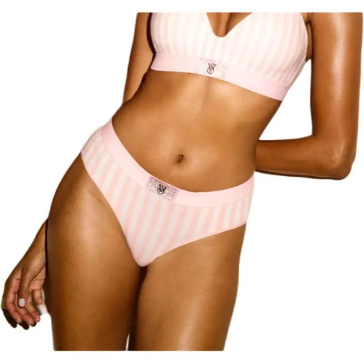 Victoria's Secret Underpants Women's 1 Pack Pink White Stripes-3