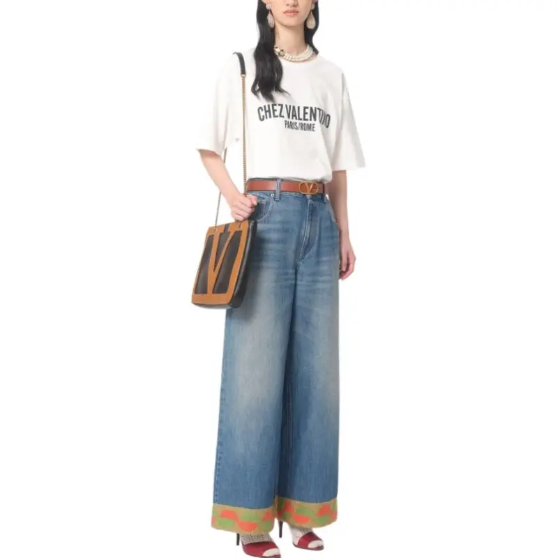 Valentino High Waist Wide Leg Jeans-3