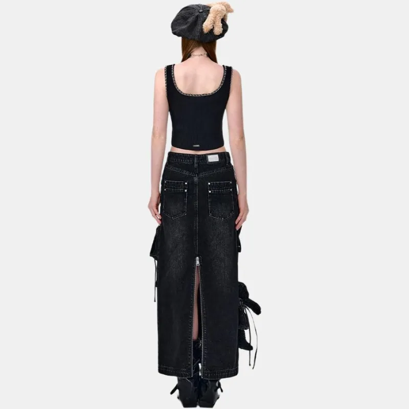 13 DEMARZO Denim Long Skirt Women's-5