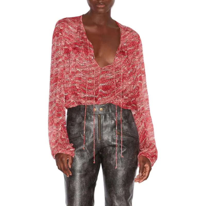 ISABEL MARANT Advika Abstract Printed V Neck Blouse-3