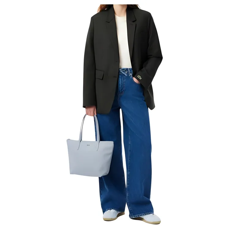 LACOSTE PVC Tote Bag, Shopping Bag, Shoulder Bag Tubas Women's Gray Blue-4
