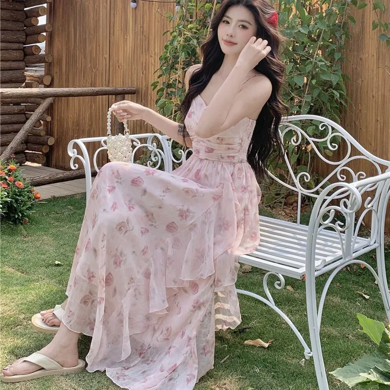 GULIANFEI Slip Dresses Women's Pink Camisole Dress-5