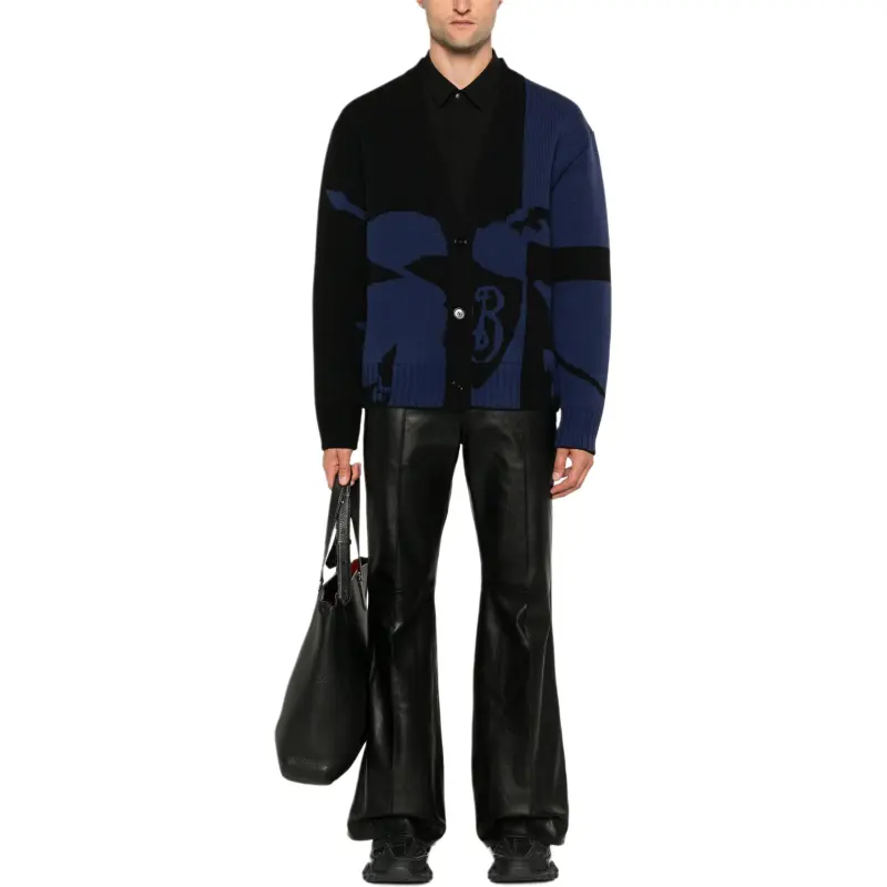 Burberry Ekd Intarsia Knit Buttoned Cardigan-2
