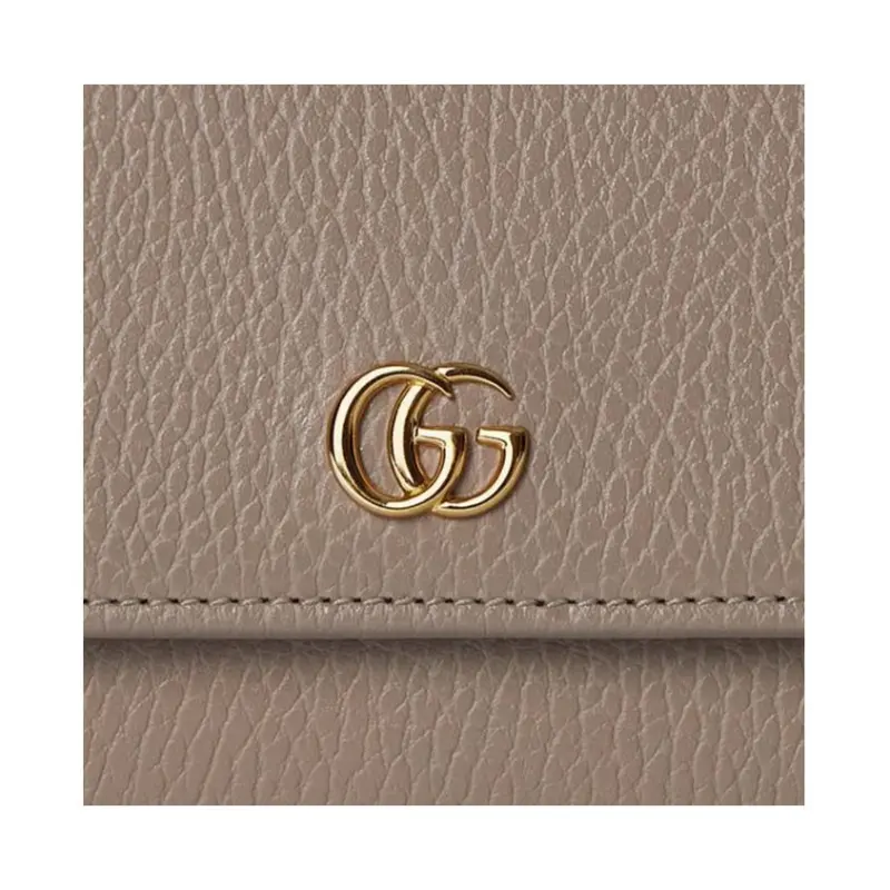 GUCCI GG Marmont Leather Wallet Trumpets Women's Taupe-4