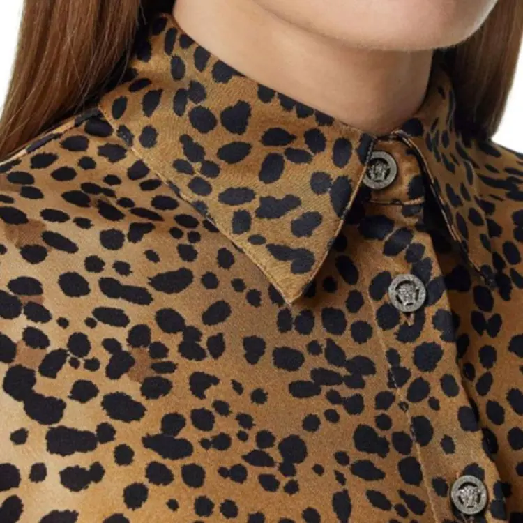 VERSACE Leopard Printed Long Sleeved Shirt-4