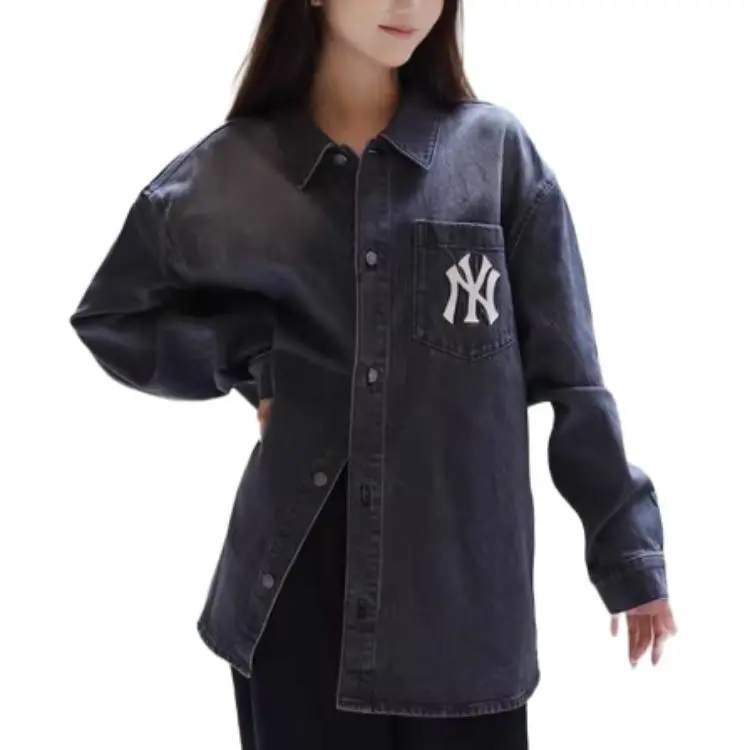 MLB Denim Jacket Unisex Charcoal Gray-2