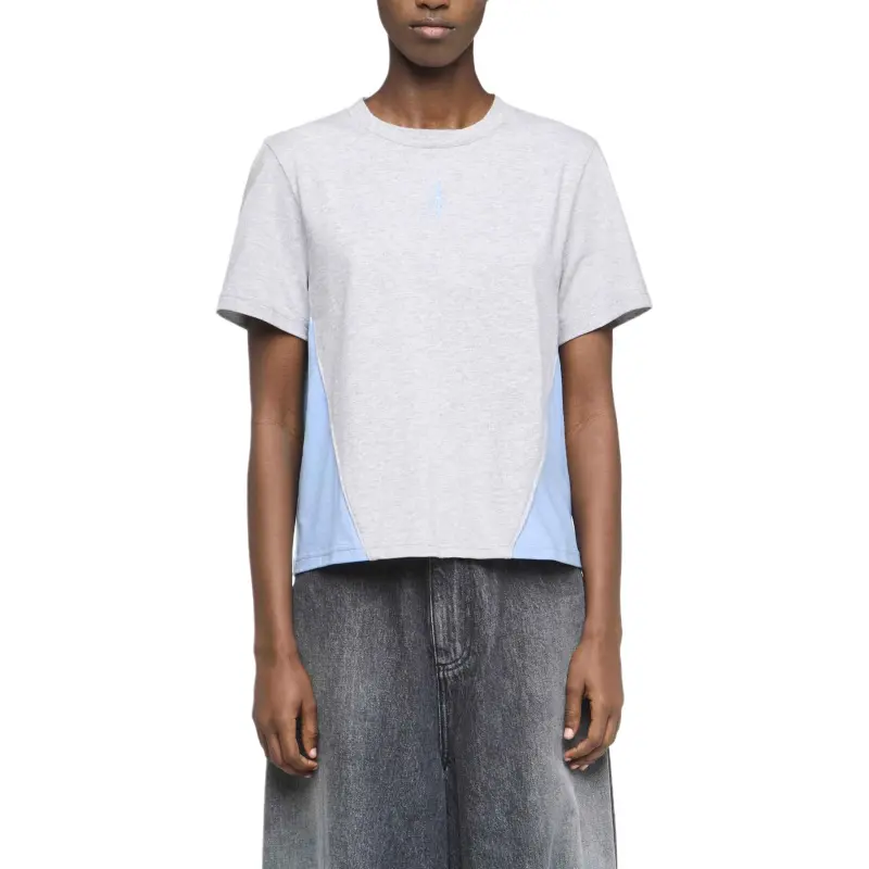 JW Anderson Anchor Embroidery Panelled Cropped T Shirt-2