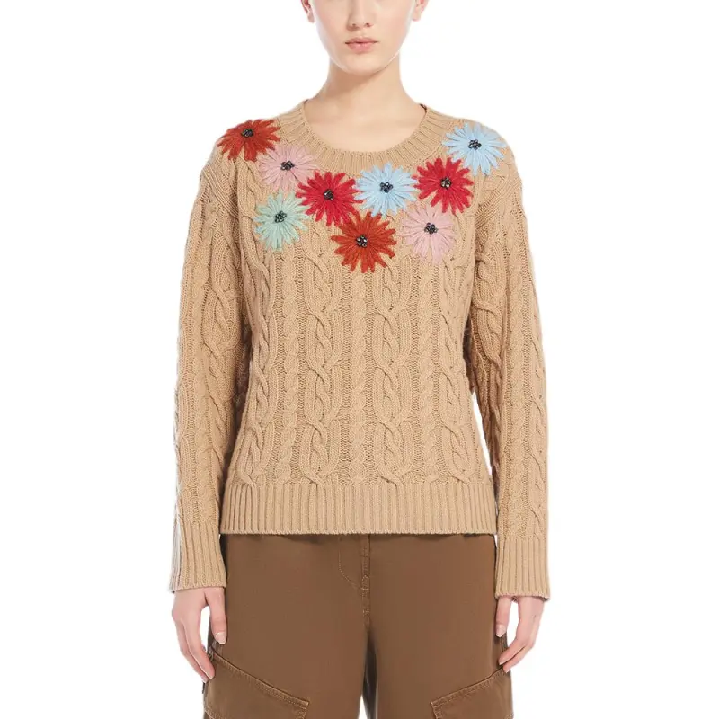 WEEKEND MaxMara Flower Embellished Crewneck Jumper-2