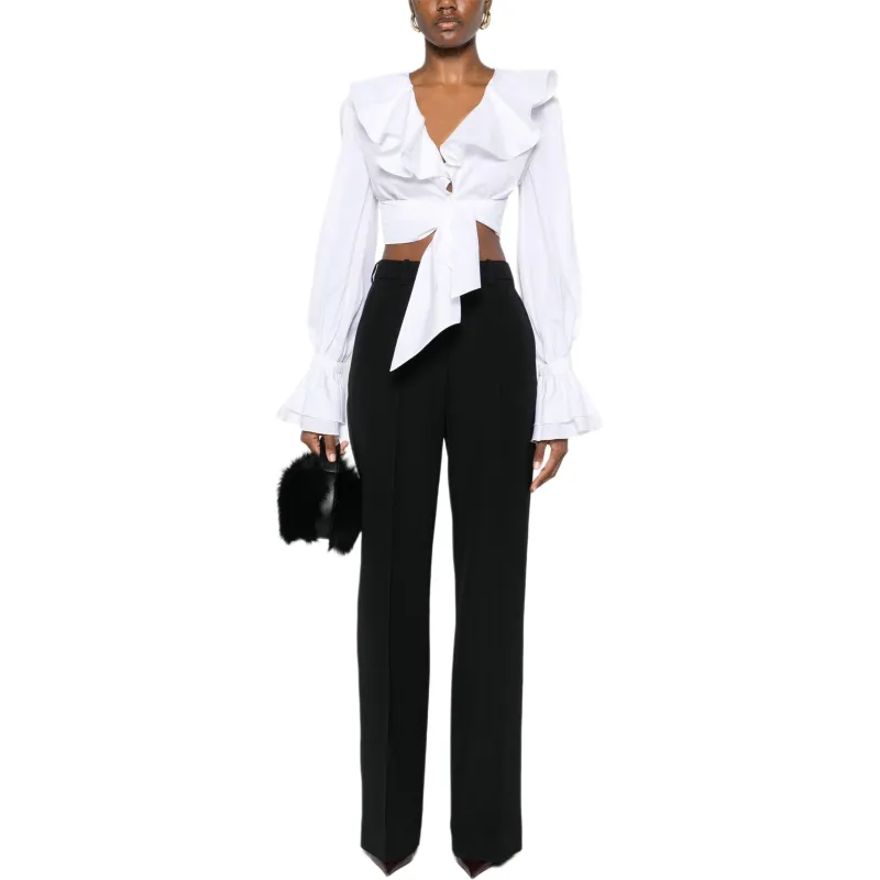 BALMAIN Ruffle Detailed Cropped Shirt-1