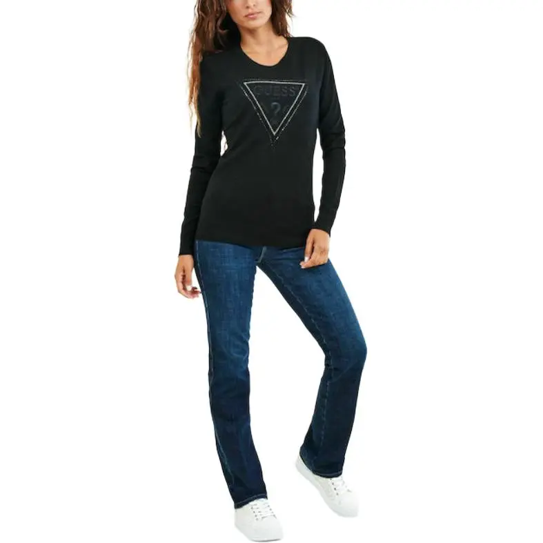 GUESS Drop Shoulder Sleeve T Shirt Women's Black-4