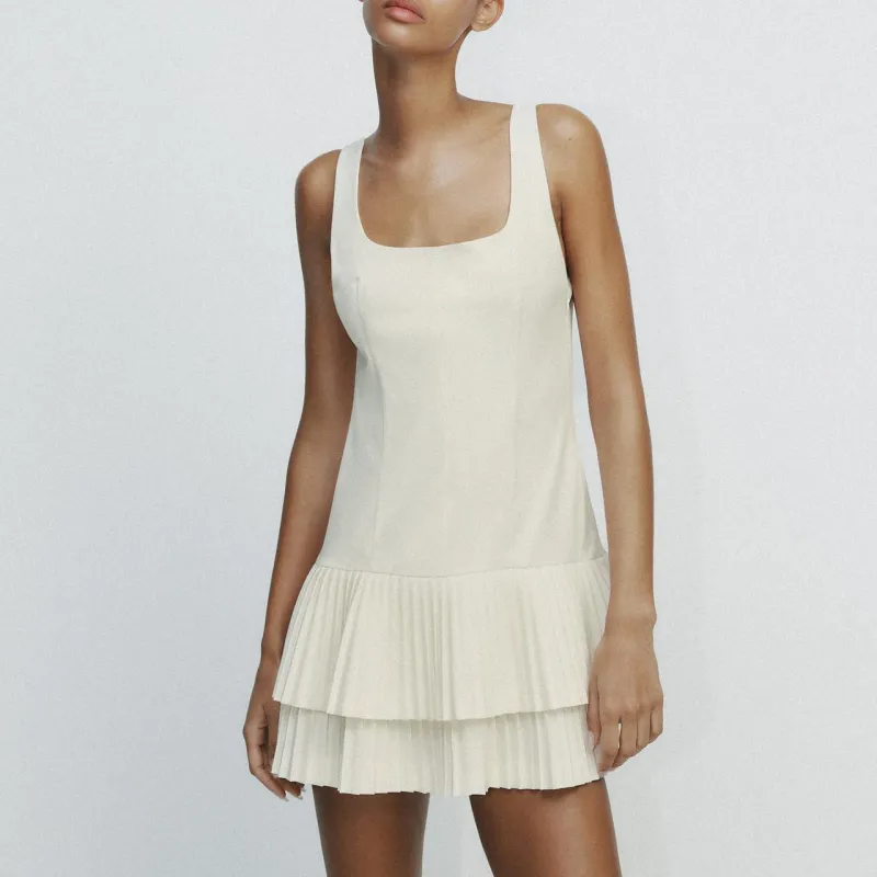ZARA Sleeveless Dress Women's Frosted White-3