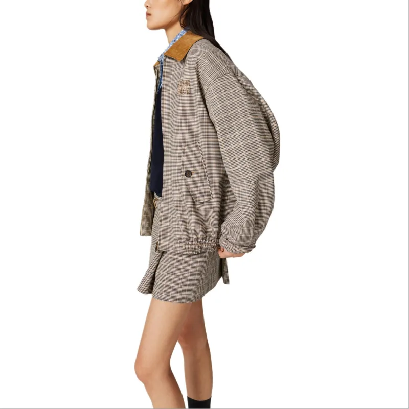 MIU MIU Double Check Jacket Cacao-2