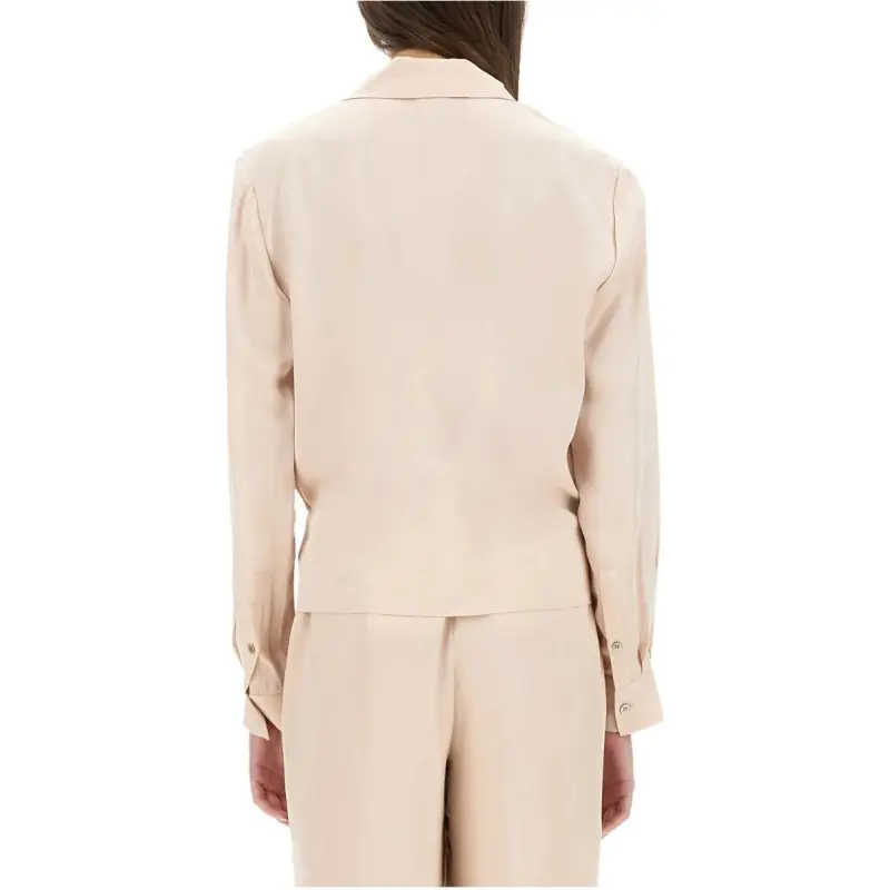THEORY V Neck Draped Blouse-1