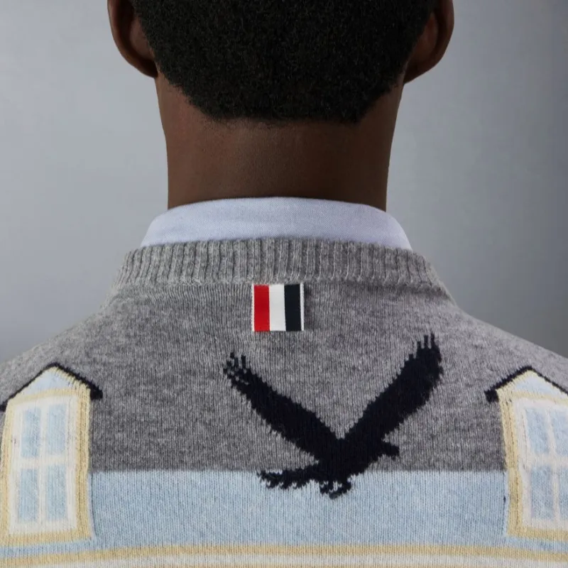 THOM BROWNE House Intarsia knit Wool Jumper-1
