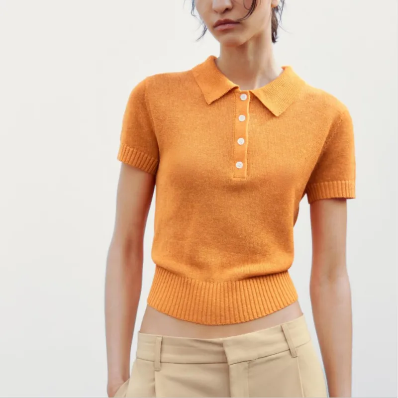 ZARA Polo Shirts Women's Orange-3