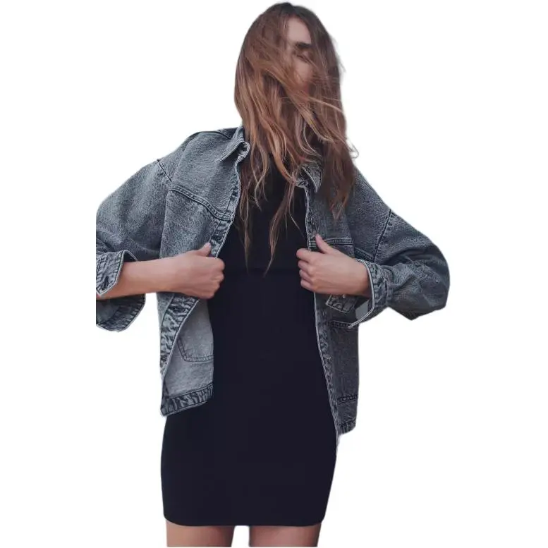 ZARA Denim Jackets Women's Gray-3