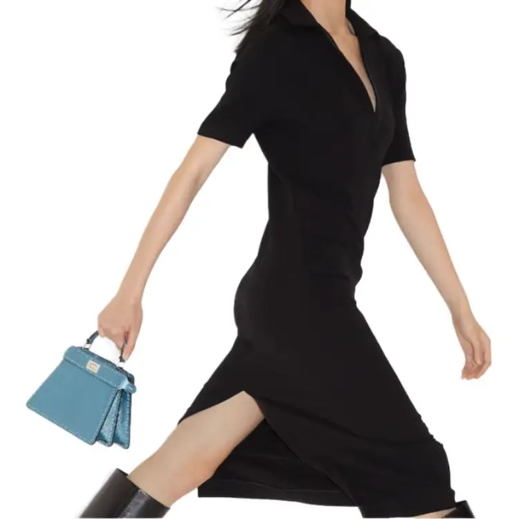 FENDI FW24 Short Sleeved Dresses Women's Black-3
