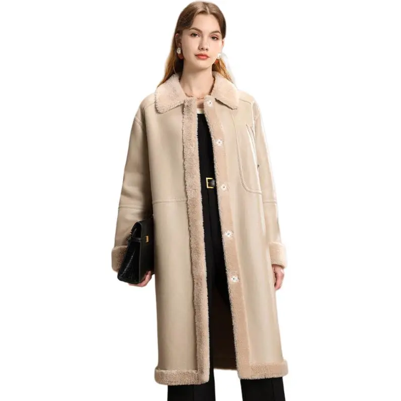 FENHONGMALI Coats Women's Oatmeal/Almond Camel-2