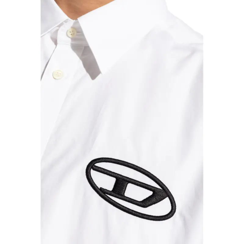 DIESEL Logo Embroidered Long-Sleeved Shirt-5
