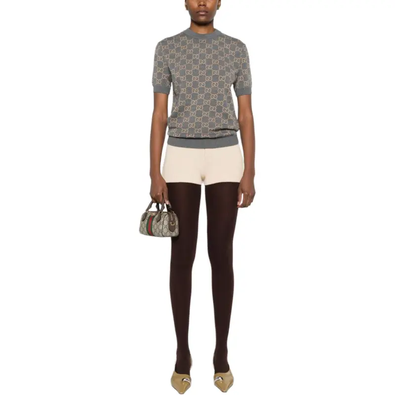 GUCCI Monogrammed Intarsia Short Sleeved Jumper-1
