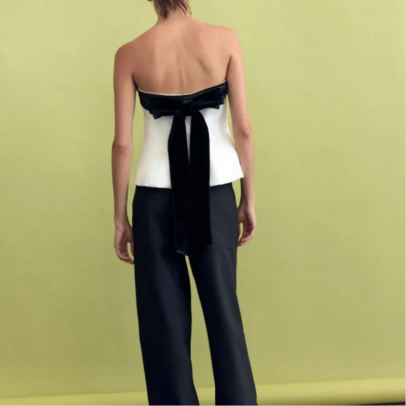 ZARA Trf Strapless Top Women's White-2