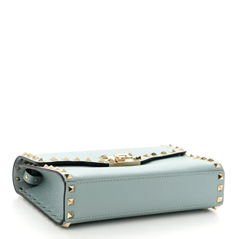 Valentino Rockstud Leather Crossbody Bag, Shoulder Bag Small Size Women's Light Blue-2