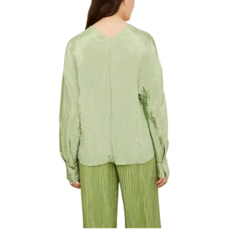 VINCE Crinckle effect V neck Blouse-2