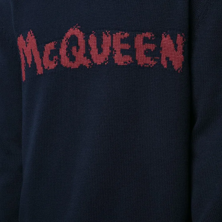 Alexander McQueen Sweaters Men Navy Blue-4
